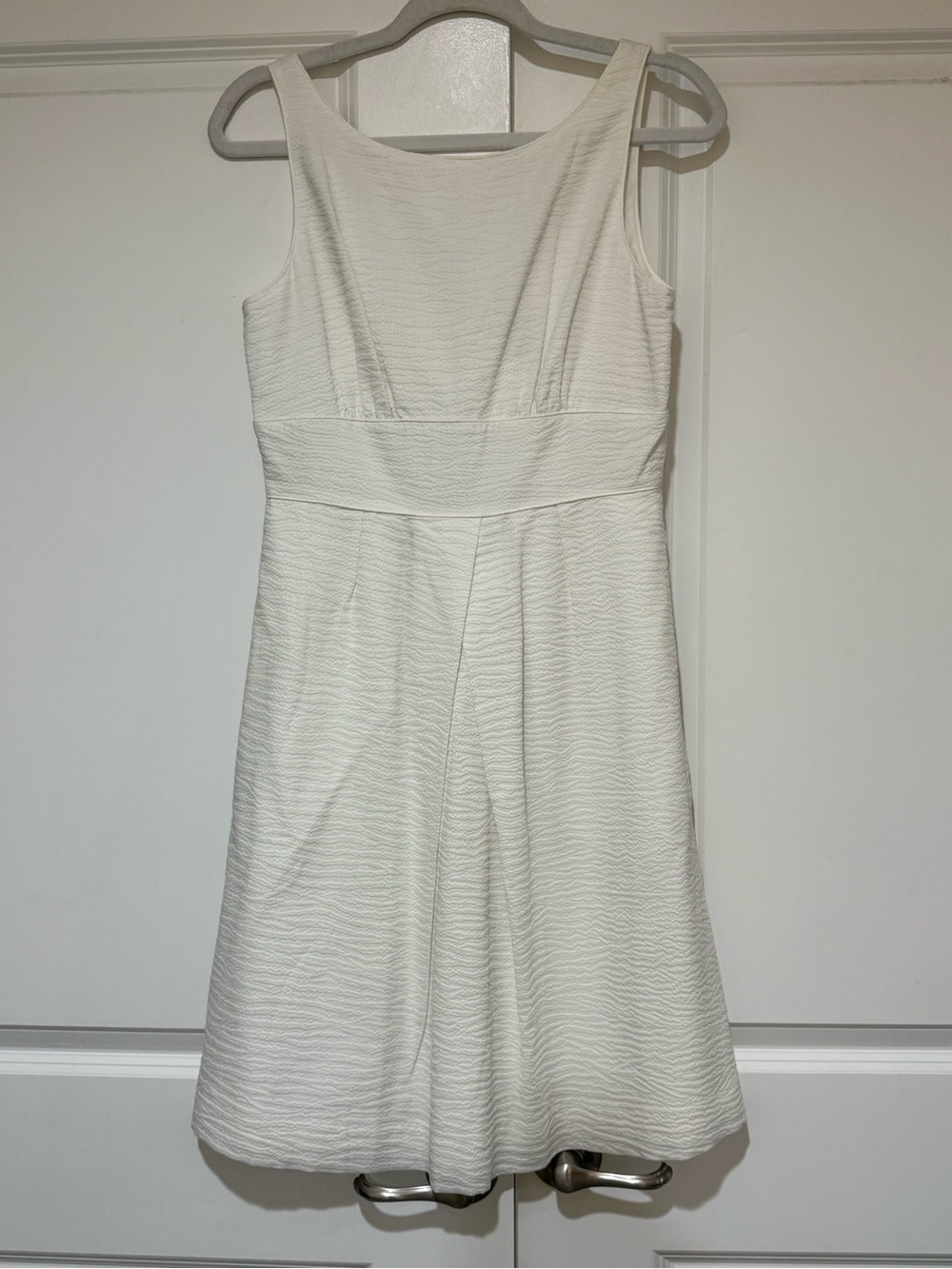 NWT J. Crew Cream Textured Sleeveless Fit-and-Flare Lined Dress with Pockets